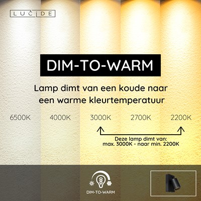 Lucide NIGEL - Bedlamp / Wandlamp - LED Dim to warm - CCT - GU10 (MR16) - 1x5W 2200K/3000K - Met USB oplaadpunt - Zwart